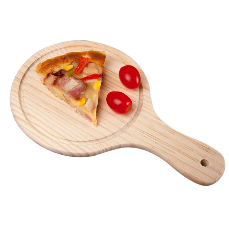 Houten Pizza Board Ronde Met Hand Pizza Bakplaat Pizza Steen Snijplank Platter Pizza Cake Bakvormen Gereedschap