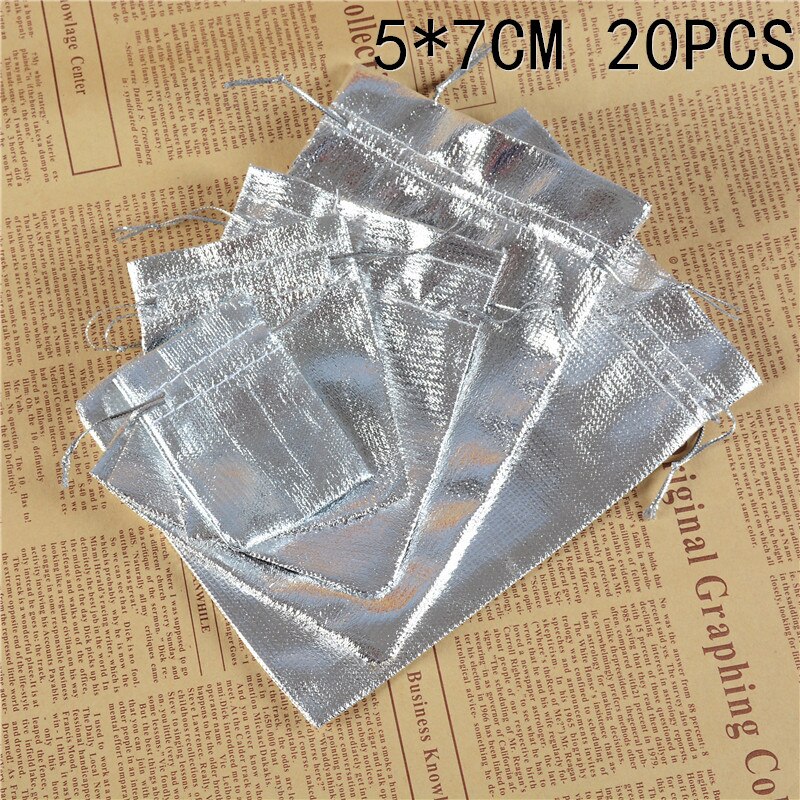 20pcs/bag 7x9cm 5x7cm Adjustable Jewelry Packing Silver/ Gold Colors Drawstring Velvet Bag,Wedding Bags & Pouches: S silver 20PC