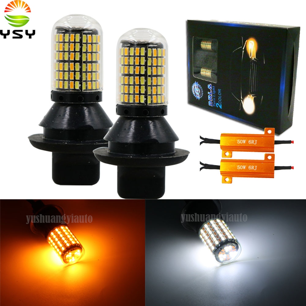 Luz led de circulación diurna con señal de giro, luces LED externas DRL de modo Dual, ba15s BAU15S 1156 p21w s25 168 T20 W21W WY21W 7440