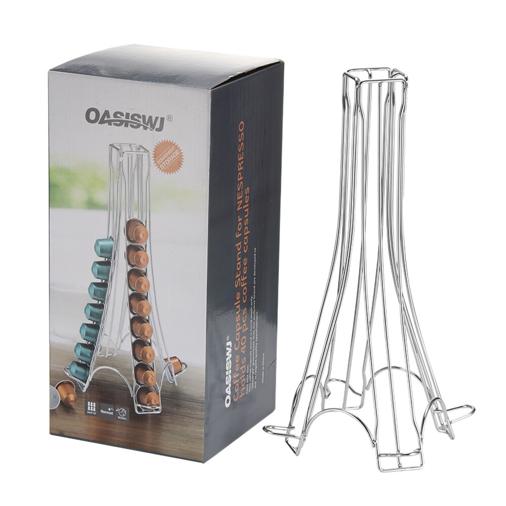 Jern kaffepuder holder kapselholder til 32 kaffepuder til nespresso kapselholder hjemmebutik kontor kaffegrej