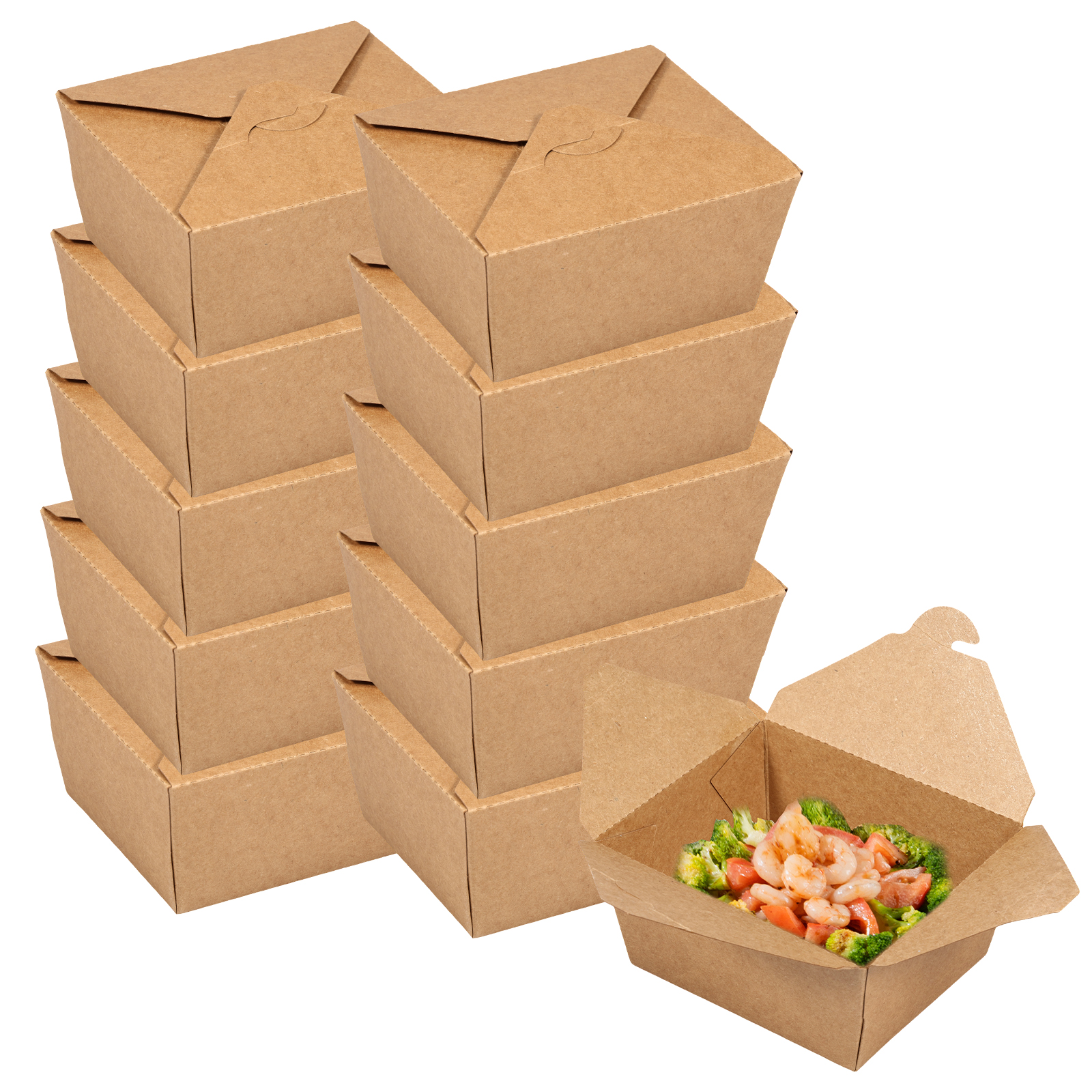 50Pcs Take Out Food Containers 30oz Take Out Paper Container Grease and Leak Resistant Baked Pastry Packaging Box Food Boxes: Brown