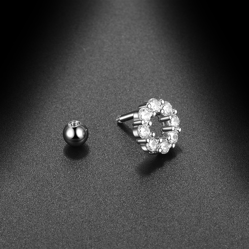 1PC Fiore di Cristallo Trago Orecchino Penetrante 16G Croce Cartilagine Penetrante perno elica Gioielli Conch torre Lobo Orecchino Labret perno
