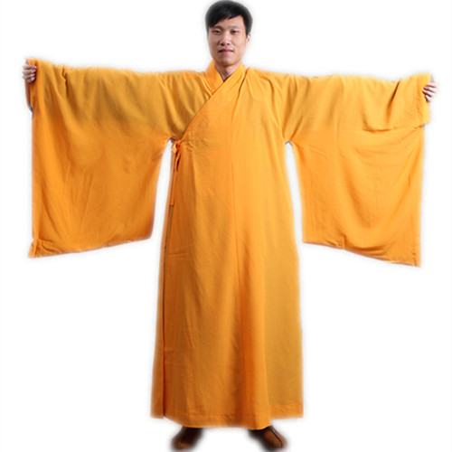 Shaolin unisexe moine longue Robe Costume bouddhiste Kungfu veste Arts martiaux brun linge uniforme Wushu coton vêtements