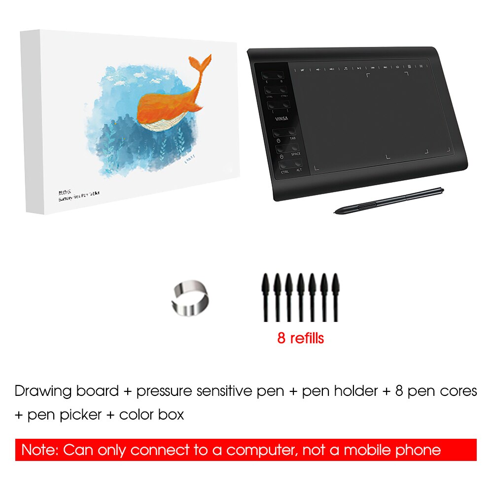 Planche à dessin à main professionnelle, tablette numérique Portable, plaque de dessin électronique USB avec stylo passif pour téléphone Portable et ordinateur Portable: package 1
