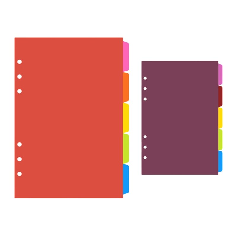 1Set A5 A6 Loose Leaf Spiral Binder Index Separator PP Colorful 6 Hole Page Dividers for Diary Book Students Stationery