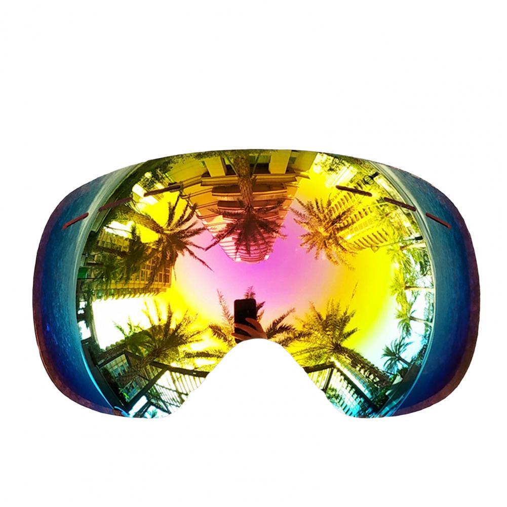 1Pc Useful Winter Goggles Lenses Double-layer Windproof Snow Blindness Proof Winter Anti-Fog Snow Ski Glasses Lenses: Red