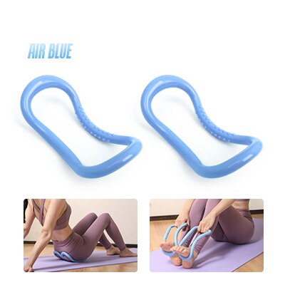 Círculo Mágico de Yoga para ejercicio en casa, anillo de Fitness para Pilates, lazo en la cintura y el hombro, suministros deportivos, herramientas de entrenamiento, equipo de resistencia: 2 Sky Blue