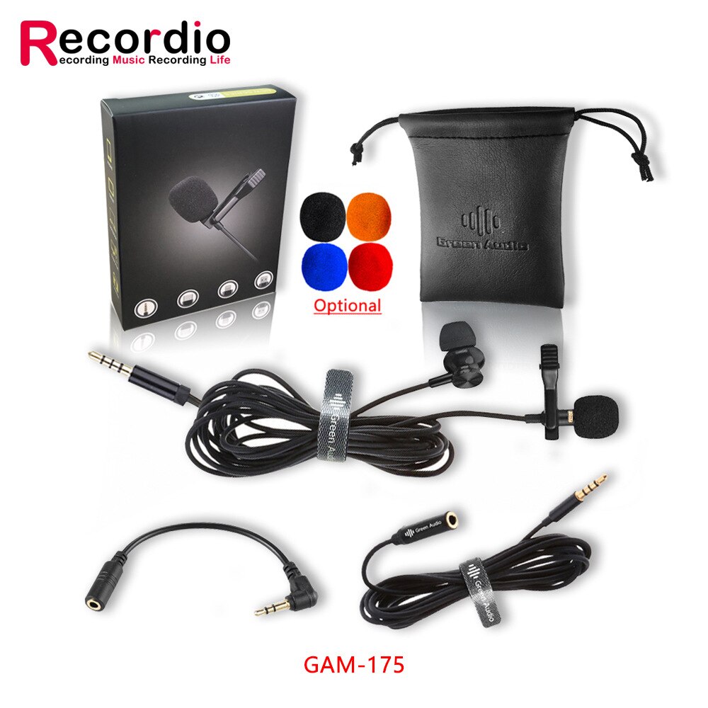 Mini microfono Set condensatore Clip-on risvolto Lavalier Mic cablato per telefono portatile per telefono Mini Stereo HiFi qualità del suono: GAM-175