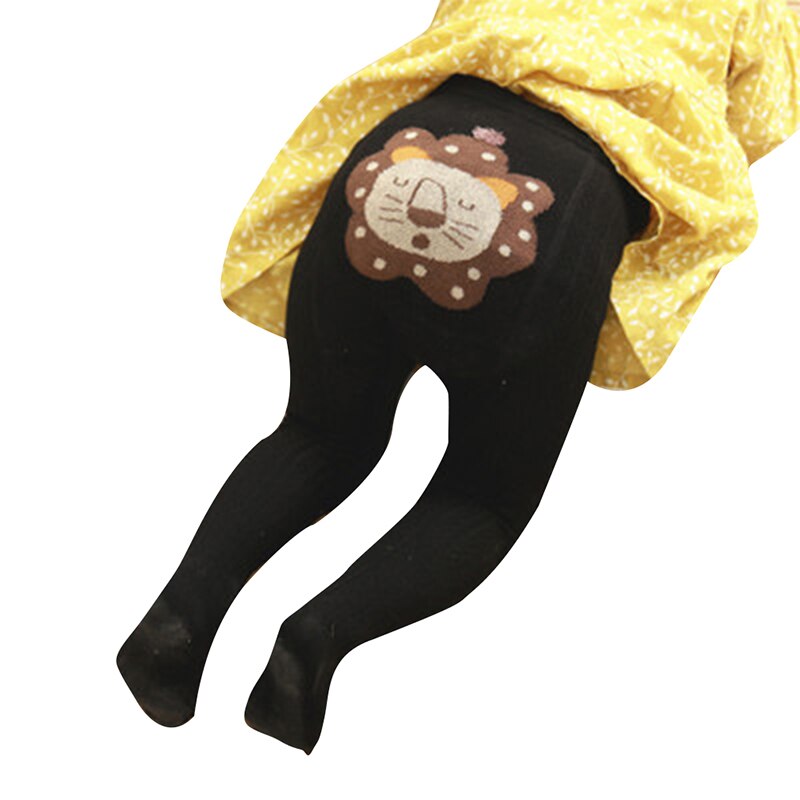 Baby Panty Herfst Winter Baby Peuter Kid Meisje Geribbelde Kousen Katoen Warm Panty Cartoon Snoep Kleur Strakke 1-3Years: Black / S