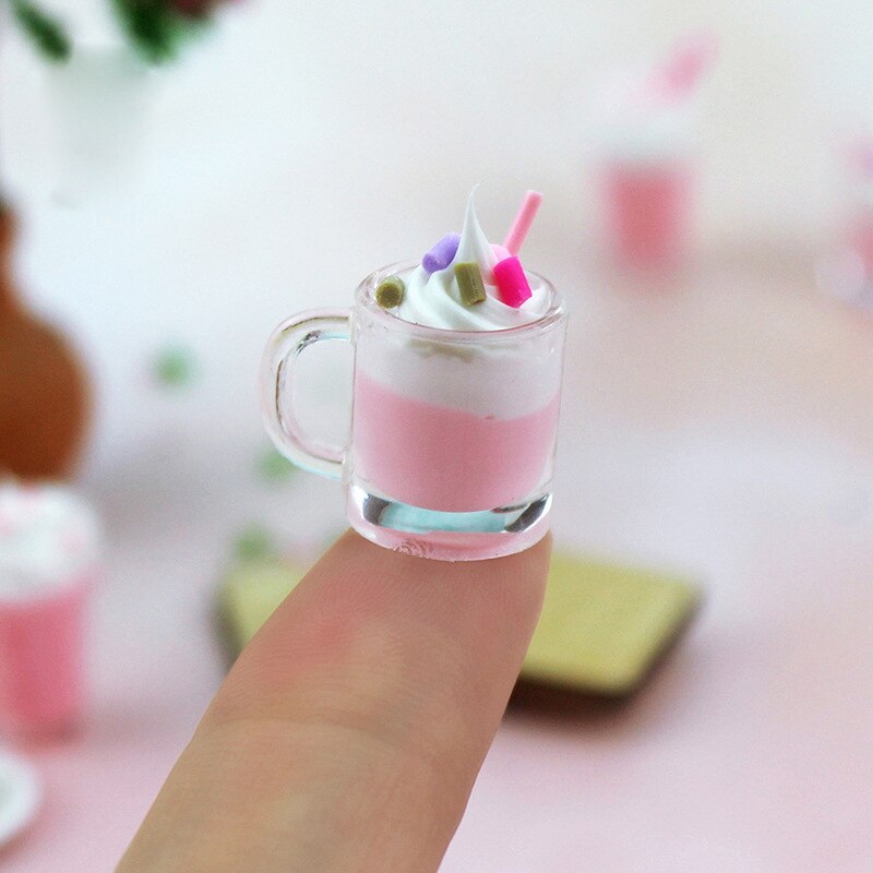 1:12 Resin Dollhouse Mini Lemon Milk Tea Water Cup Kitchen Miniature Dollhouse Accessories Cups Toy Doll House Decoration: H1