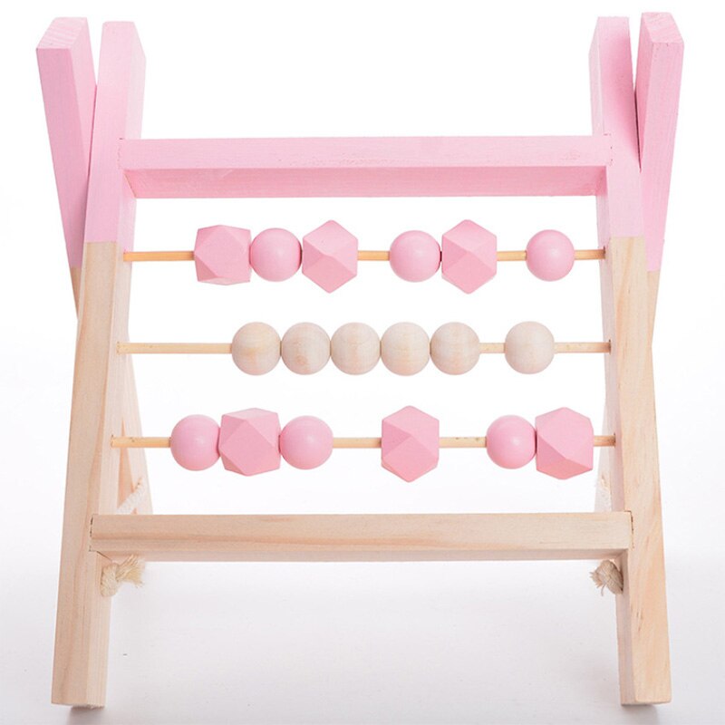 Montessori Toy Natural Wooden Abacus With beads Craft Baby Early Learning Educational Toys Baby Room Decor ins pop Toys: B-Pink