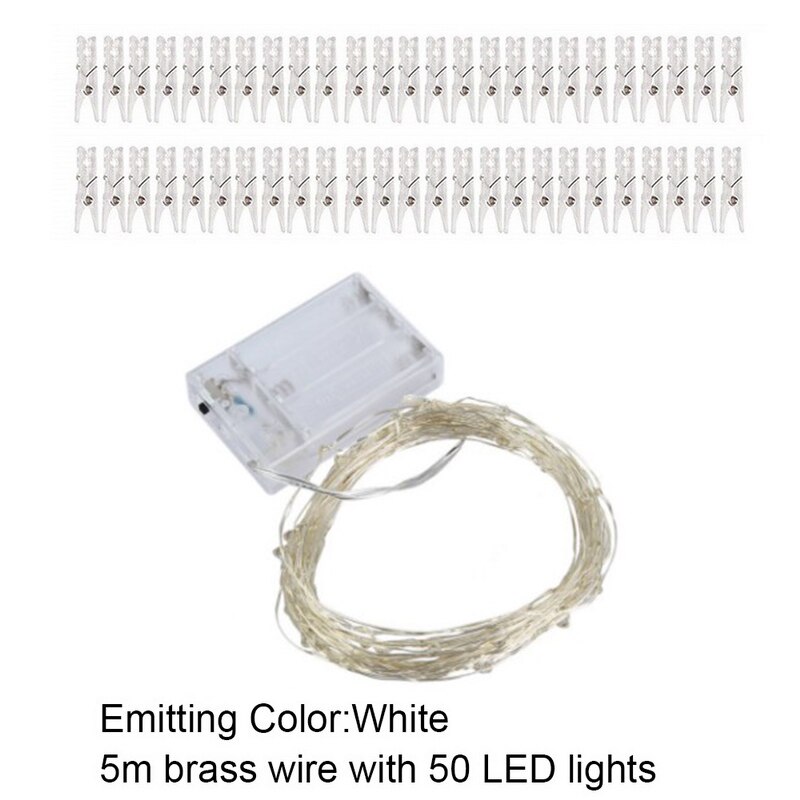 2m/5m/10m gør-det-selv fotoramme fotoklip led lys dekoration udendørs fest bryllup lys led streng bryllup belysning: D