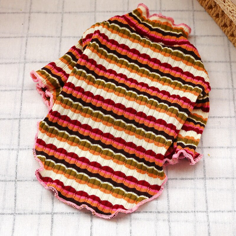 Camisa básica de encaje plisado para perros y mascotas, camiseta a rayas, chaleco cómodo para perros, ropa para el hogar, ropa para perros pequeños: XS