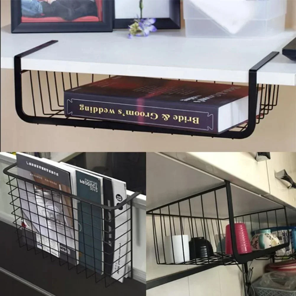 S/L Kast Onder Opslag Ijzeren Kast Kast Bureau Opknoping Mesh Mand Draad Boekenkast Plank Rack Organizer 1Pc