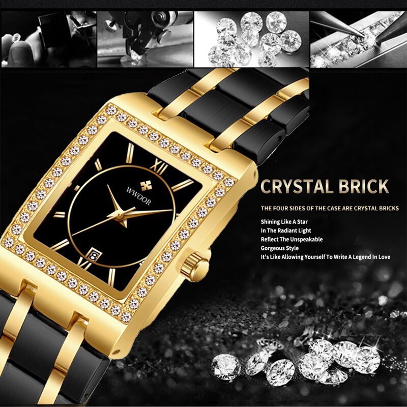 WWOOR Reloj Neue Damen Diamant Uhr oben Luxus Platz Armbanduhr Einfache Frauen Kleid Kleine Uhr Relogio feminino