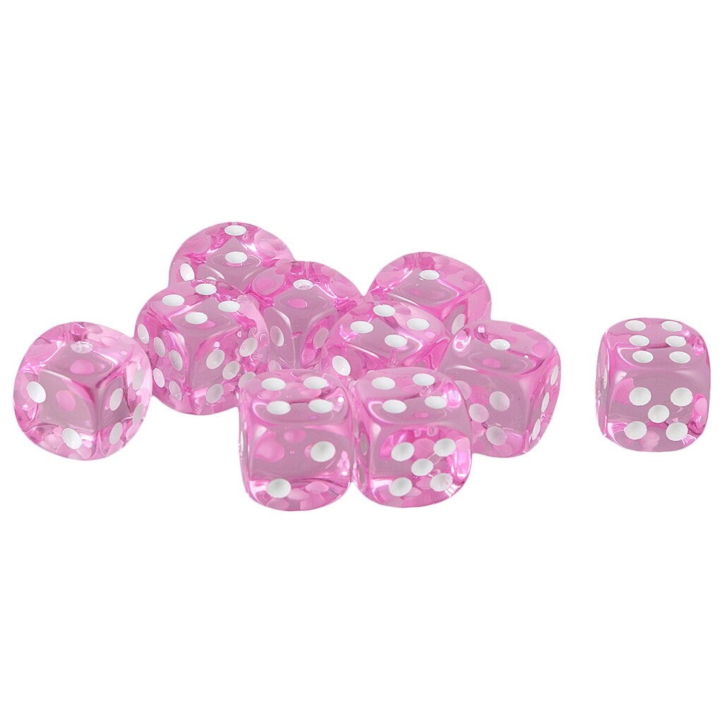 Set of 10 Acrylic Dice Six Side Dices 16mm Square Dice for TRPG DND Game