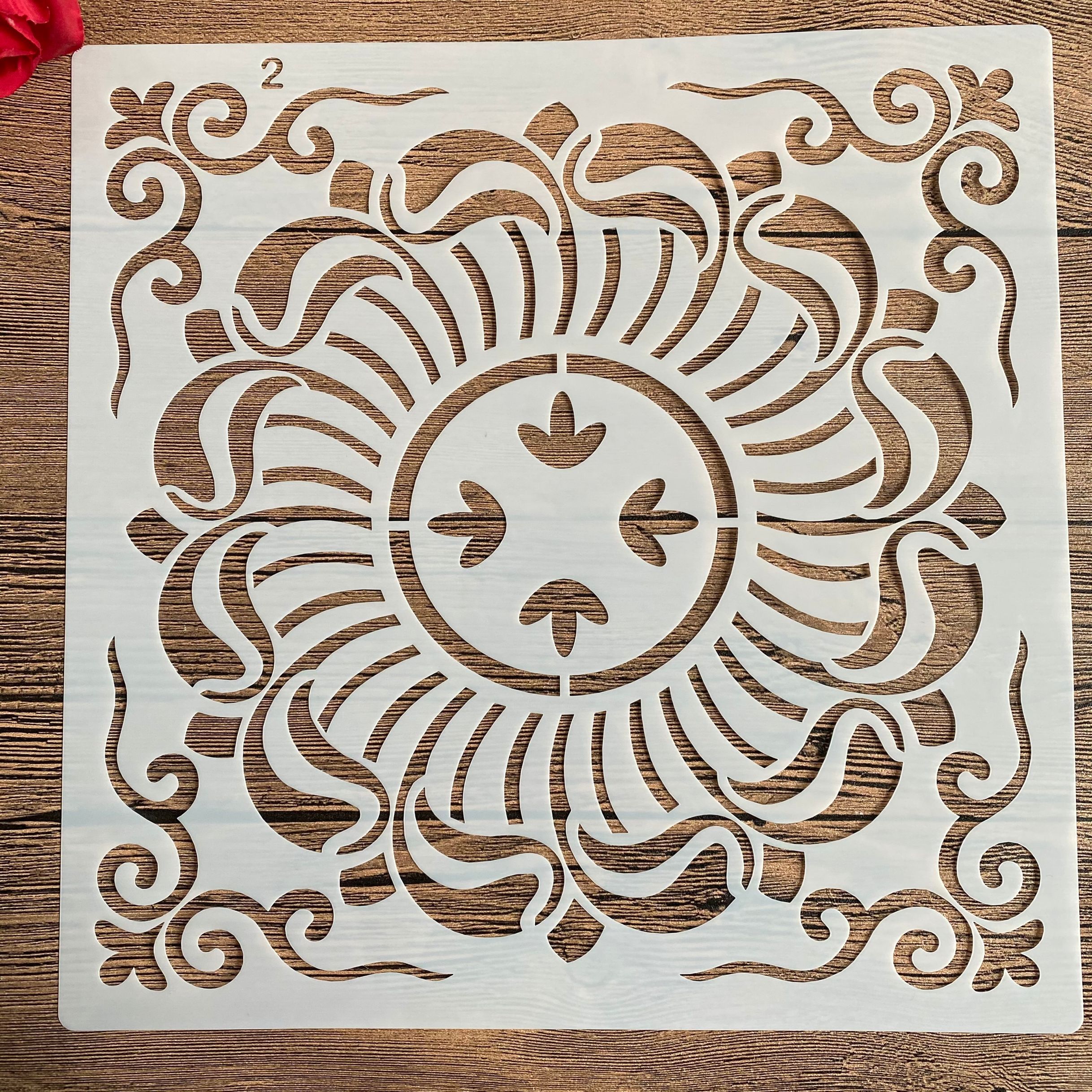 Molde de mandala para manualidades diy, tamaño de 30x30cm, para pintar plantillas, estampadas álbum de fotos, tarjeta de papel en relieve en madera, tela, pared 2022: 2