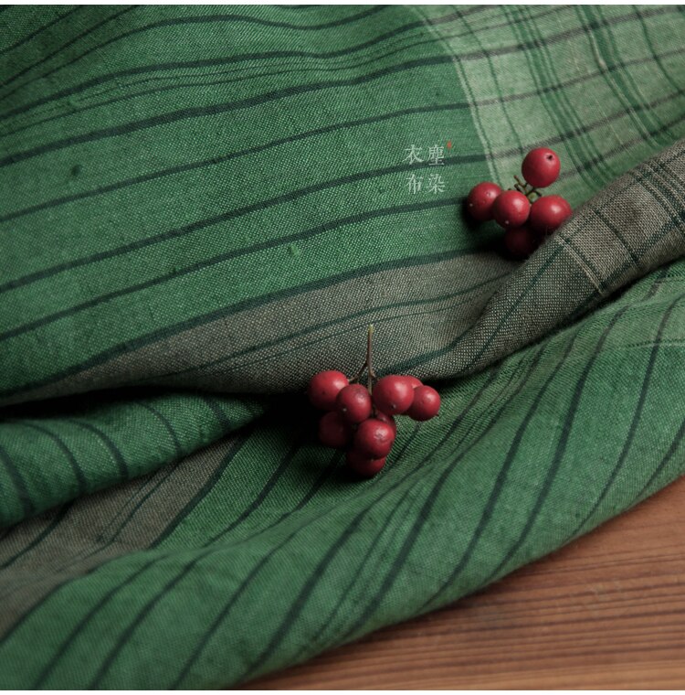 reinem leinen flachs garn-gefärbt überprüft Quadrille stoff Aqua wald grün farbige gewebte tuch frau kleid Wind Mantel