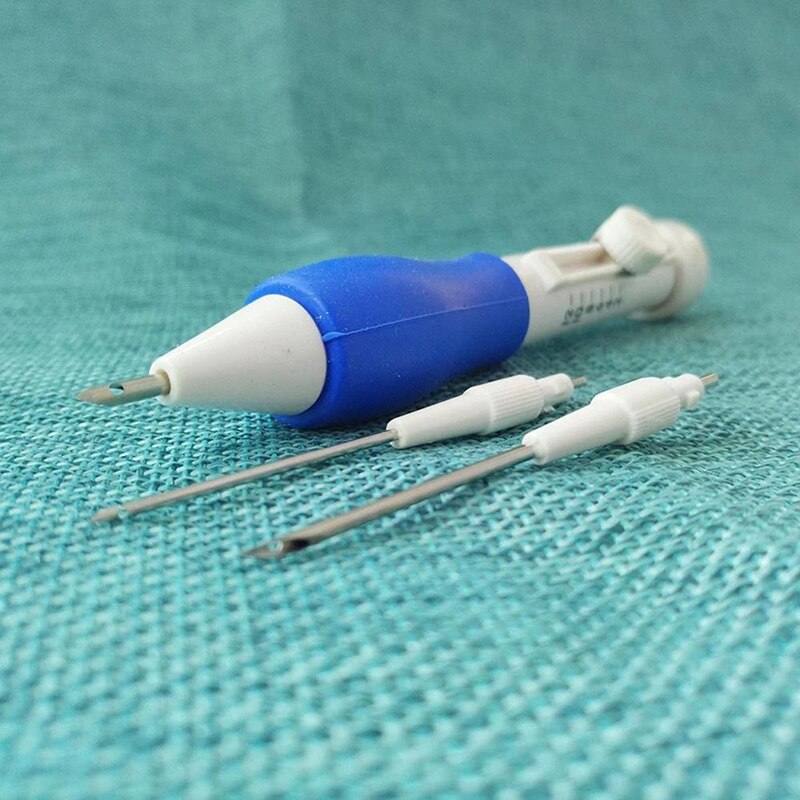 Bolígrafo para bordar lápiz mágico para bordado, bolígrafo para bordar DIY, manualidades, lápiz mágico para bordado, bolígrafo para bordar, Juego de 3 agujas de perforación intercambiables, accesorios de costura