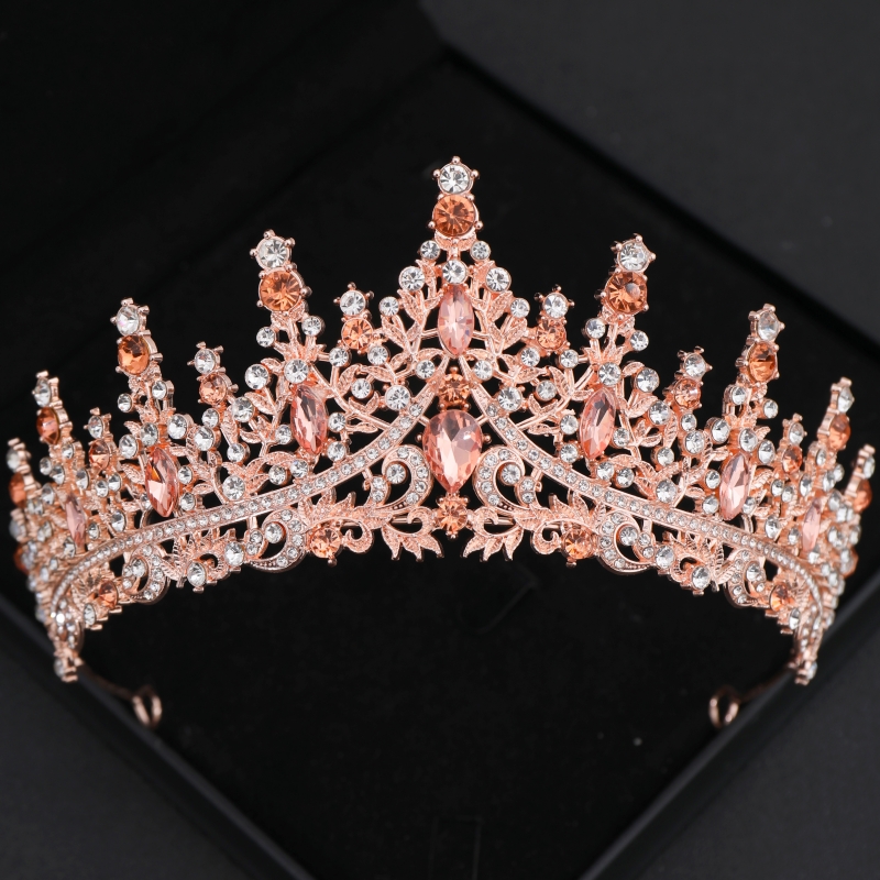 Barok Kristal Tiara 'S En Kronen Strass Prom Diadeem Kroon Voor Vrouwen Bruids Bruiloft Haaraccessoires Sieraden Kroon Tiara: Rhodium Plated