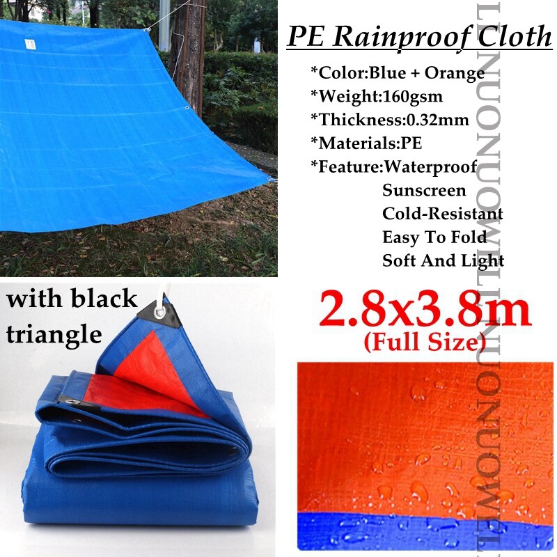 Espesor 0,32mm azul y lona naranja de PE impermeable paño jardín patio suculento coche lona balcón suculenta cubierta: 2.8x3.8m