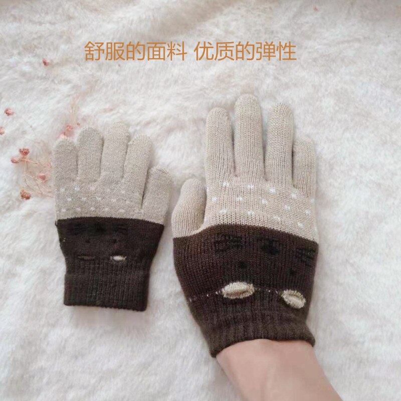 1 par crianças crianças quentes engrossar luvas meninas meninos da criança gato bonito luvas de inverno imitação cashmere dedo para 1-7y