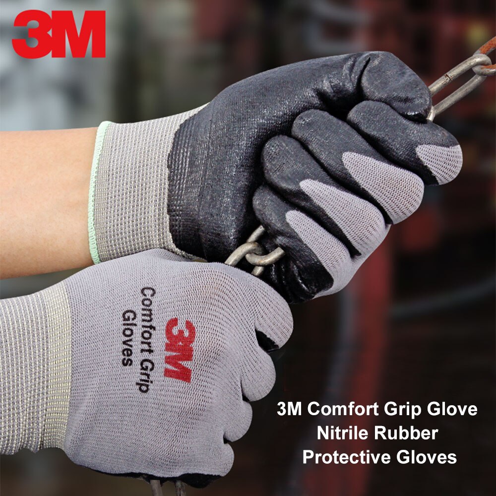 1pc 3M Comfort Grip guante nitrilo proteccción de goma guantes de resistencia al corte guantes de trabajo ajuste elástico Durable recubierto de