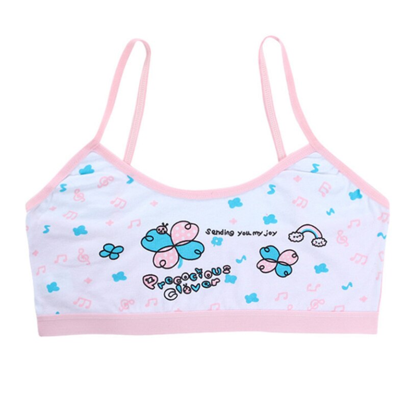 1pcs Teenage Girls Training Bra Kids Underwear Bras Cartoon Girls Vest Crop Top 8-14years Cartoon Prints Bras Cute girl's Vest: pink