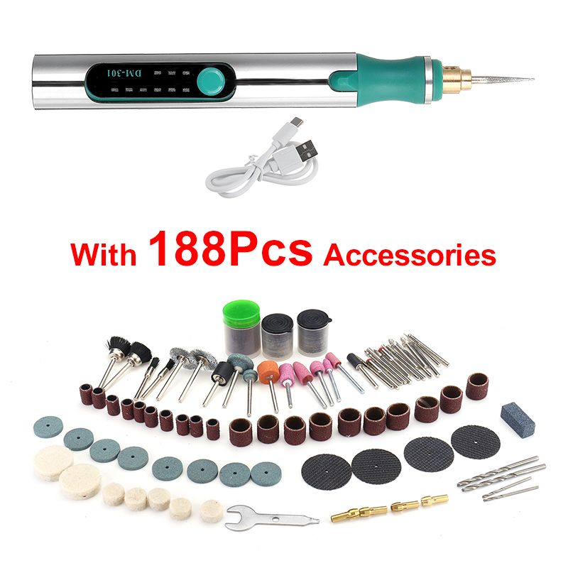 3-Speed Electric Drill Dremel Grinder Engraver Pen Grinder Mini Drill Electric Rotary Tool Grinding Machine Dremel Accessories: Type A with 188 Pcs