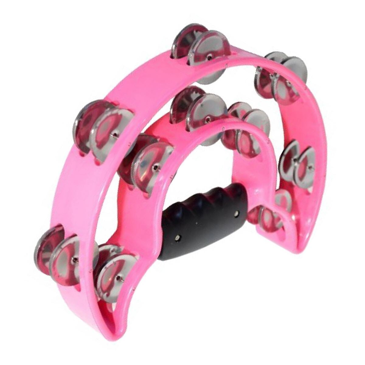 BMDT-Double anneau lune tambourin-40 Jingles-rose translucide médiator guitare