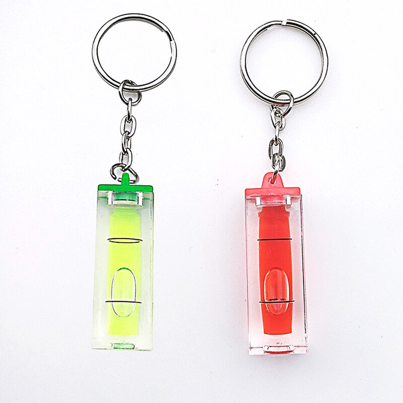 Diy mini waterpas waterpas hoge nauwkeurigheid inclinometer vloeistofniveau-indicator met sleutelhanger rood/groen: 2pc
