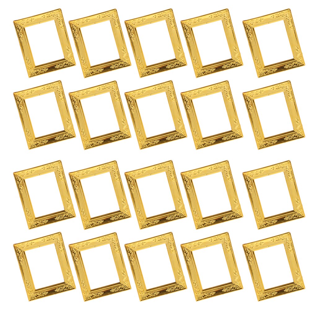 20Pcs 1:12 Dollhouse Miniatuur Gold Vintage Rahmen Fotolijst Muur Ornament