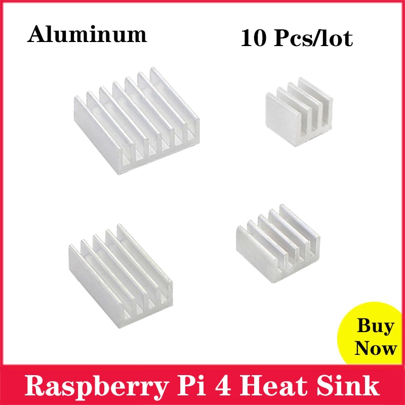 10 Pz/lotto lampone pi 4 Dissipatore di Calore in Alluminio Argento Dissipatore di Calore Del Radiatore di Raffreddamento kit per lampone pi 4 Modello B RPI 4B