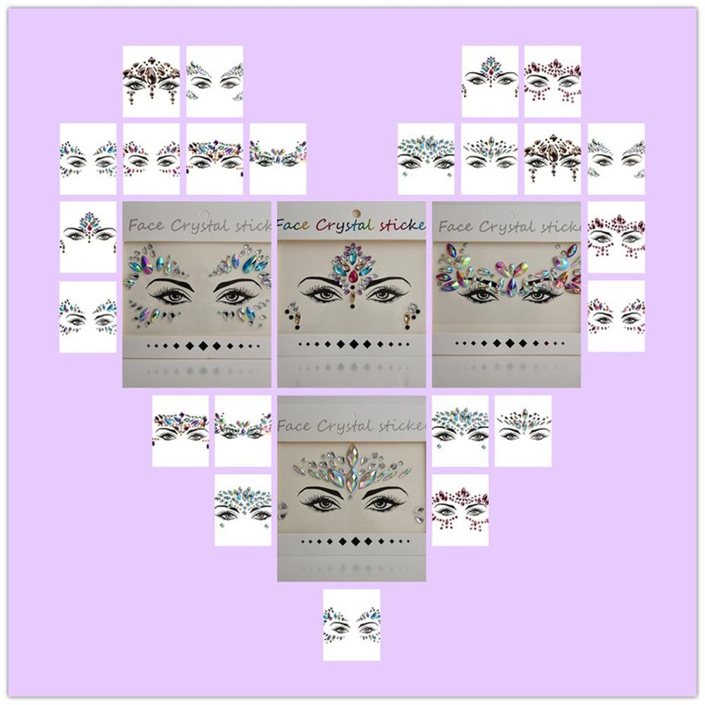 Maskerade ansikt klistremerke diamant akryl harpiks diamant ansikt klistremerke rhinestone ansikt klistremerke krystall diamant