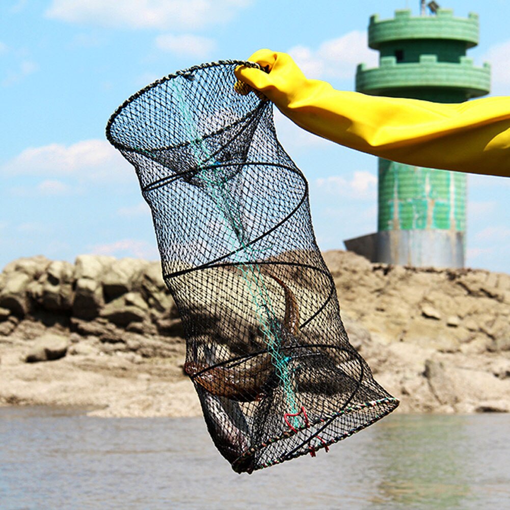 fishing cast nets china fish crab trap network cages shrimp nylon netting Automatic Fishing Cage Foldable Trap Cast Net Folding
