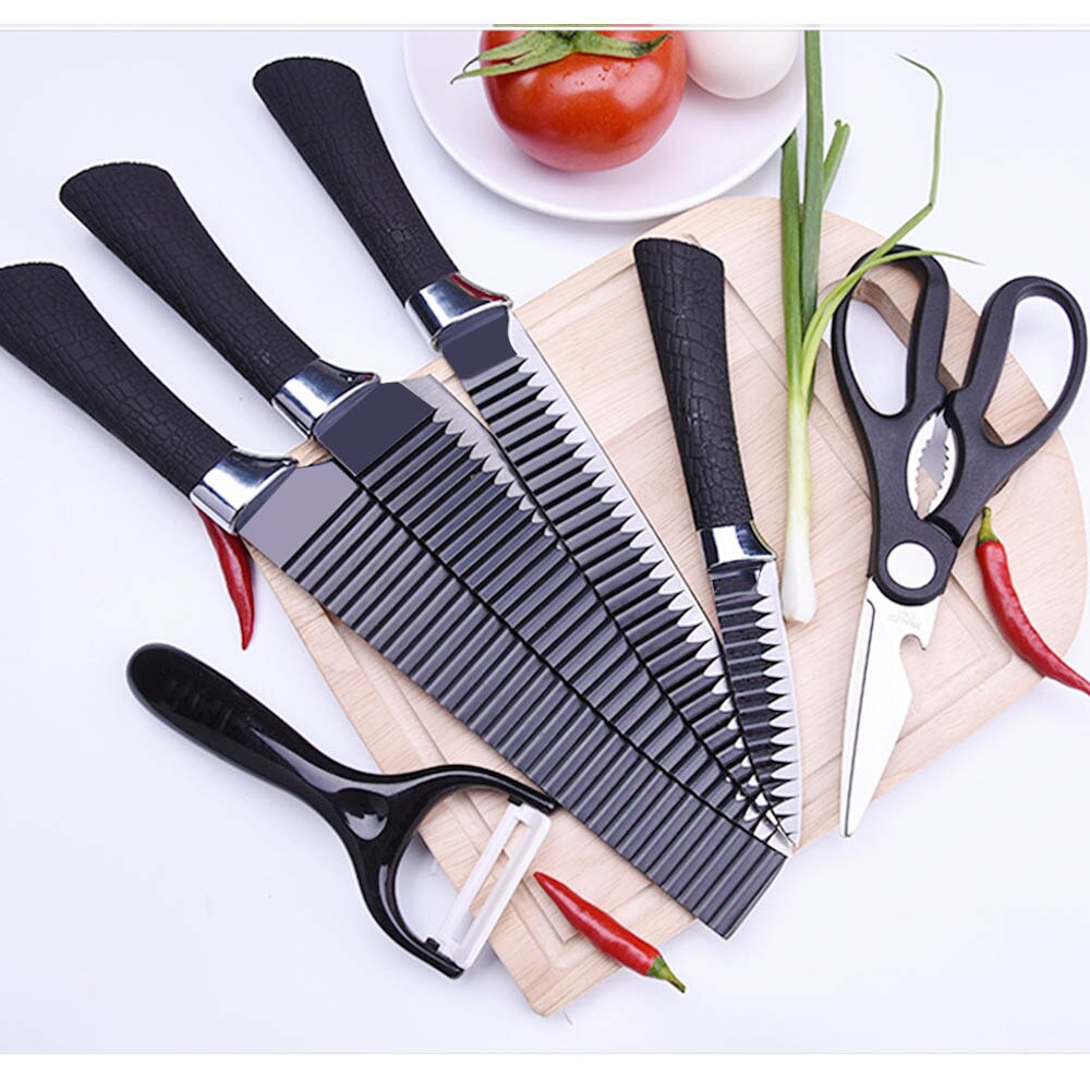 Black Stainless Steel 6pcs/set Kitchen Knife Set Germany Steel Ultra Sharp Blade