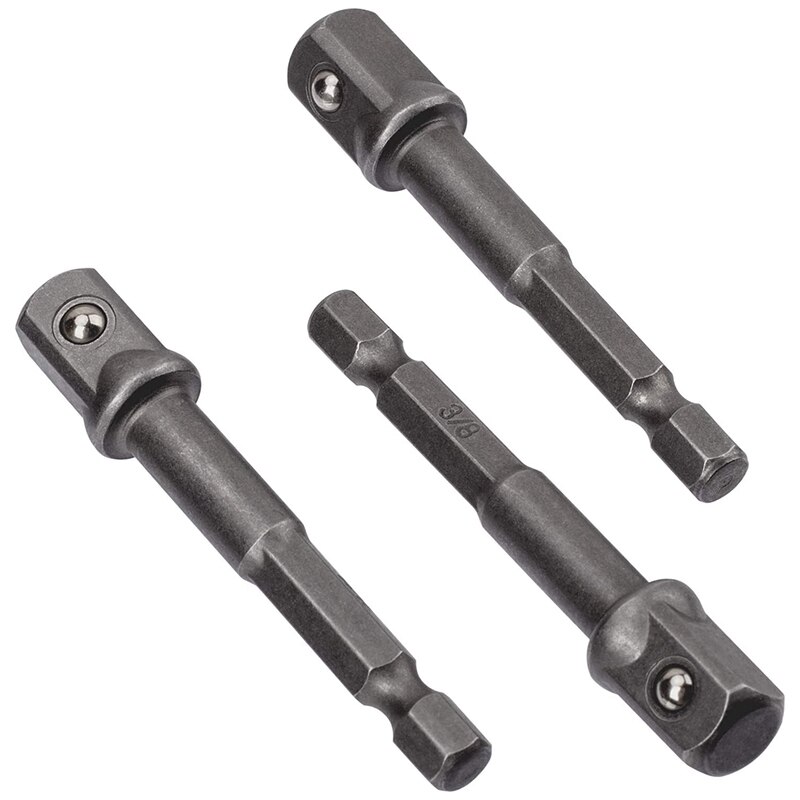 5 Pack 3/8 Inch(10mm) Square Socket Adapter Bit Set, Impact Driver Power Bits for Automotive DIY-1/4 Hex Shank