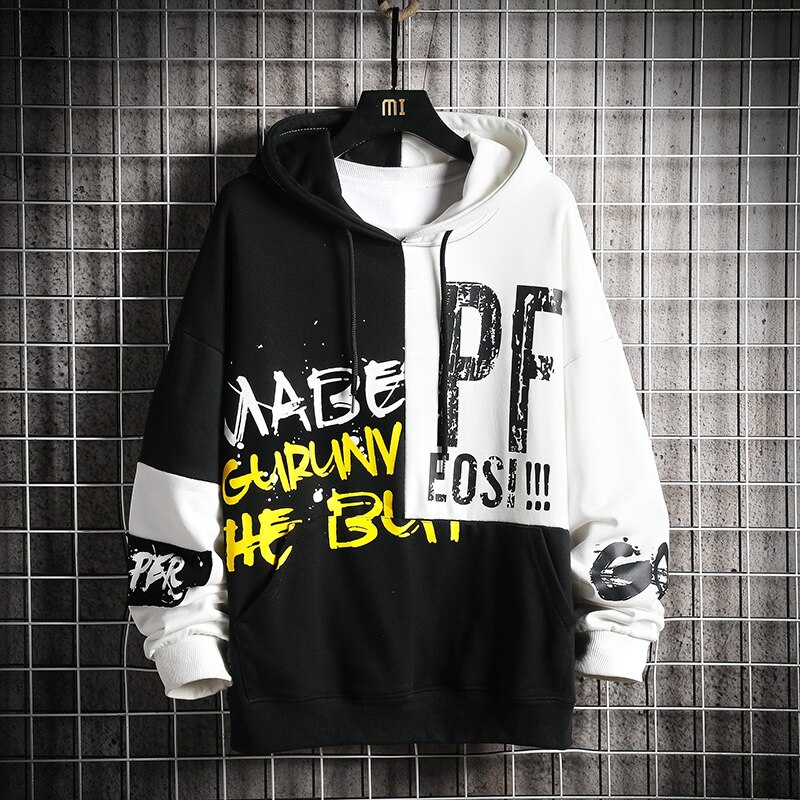 Singleroad oversized herre hættetrøjer mænd patchwork sweatshirt hip hop harajuku japansk streetwear rød hættetrøje herre sweatshirts: Hvid hættetrøje til mænd / Asiatisk-l(eur s)