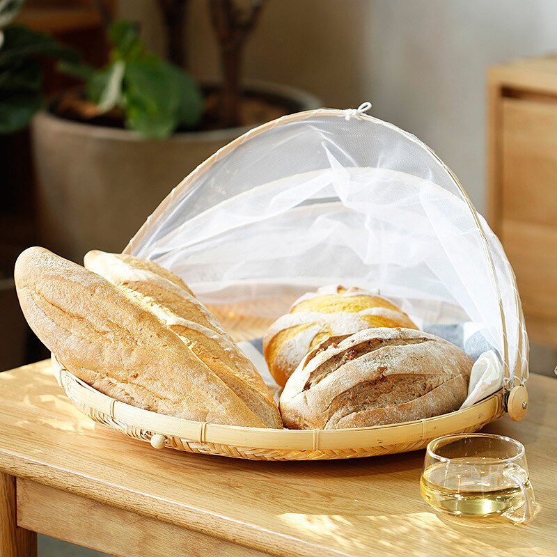 Paniers anti-insecte faits à la main panier anti-poussière bambou tissé paniers en osier pique-nique fruits légumes couverture de pain panier de stockage des aliments