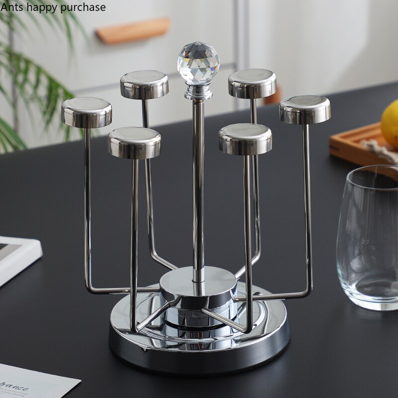 Porte-gobelet rotatif en acier inoxydable, support de rangement pour tasses à la maison, égouttoir, décoration à l'envers, porte-gobelet en métal