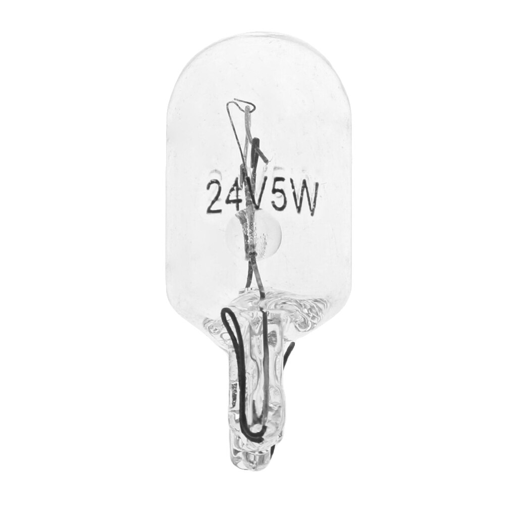 10Pcs T5 W5W White Color 1.2W 194 501 Halogen Bulb Side Wedges Car Light Source Instrument Lamp: 24v 5w 10pcs
