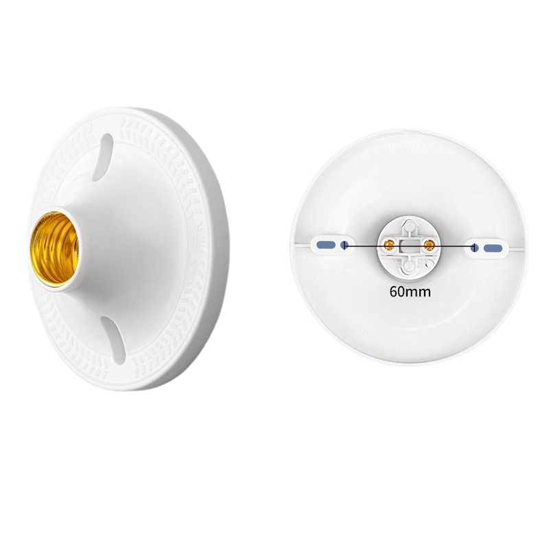 Base de soporte de bombilla D76cm E27, casquillo de luz de tornillo D118mm, portalámparas blanco de plástico para colgante LED incandescente, ahorro de energía: Marfíl