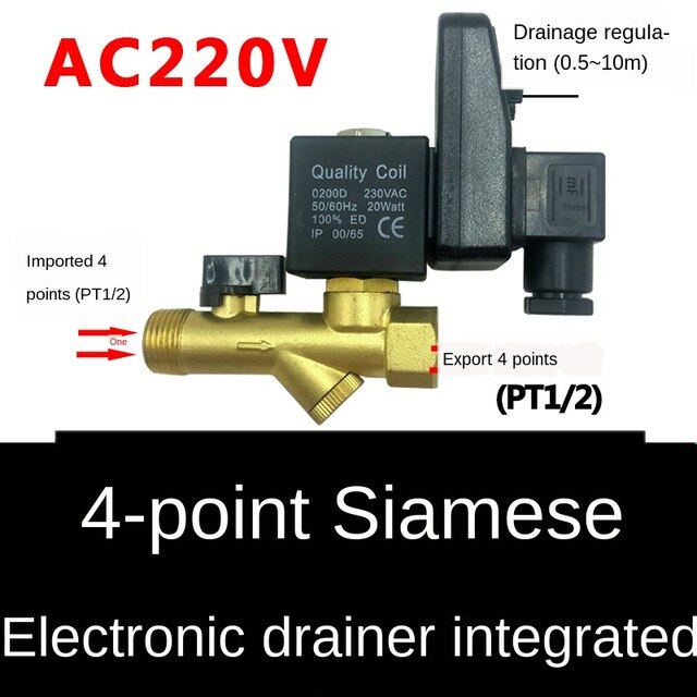 Elektronisk afløbsventil timer afløbsventil magnetventil 4 6 punkter  dn15 ac220v: Ét stykke 4 ac220v