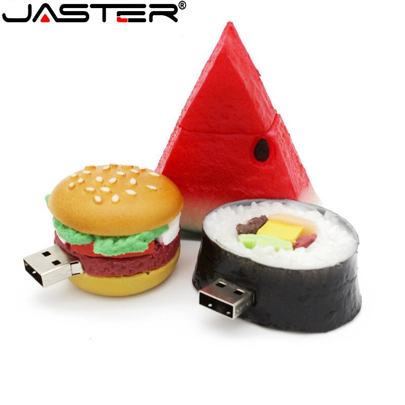 JASTER Cartoon Hamburger Sushi Watermelon USB Flash Disk Mini Pen Drive 4GB 16GB 32GB 64GB U Disk