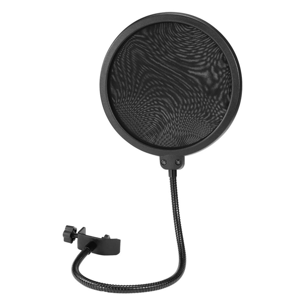 universell studiokondensatormikrofon dobbeltlags popfilter fleksibelt vindskjermmikrofon lydfilter til  bm 800 k669 mikrofoner: Dobbelt etterslep