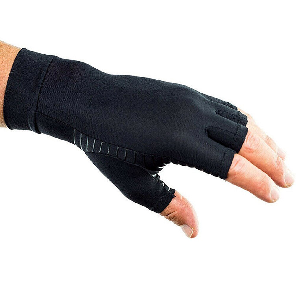 Koper Fiber Compressie Handschoenen Gezondheidszorg Verlichten Pijn Semi Vinger Handschoen Voor Indoor Outdoor SWD889