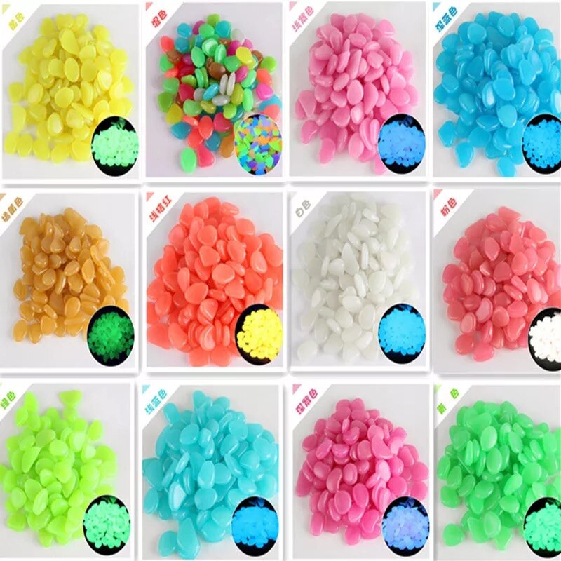 100/200Pcs Garden Luminous Stones Glow In The Dark Rocks Garden Pebbles for Garden Walkways Path Patio Yard Fish Tank Decoration