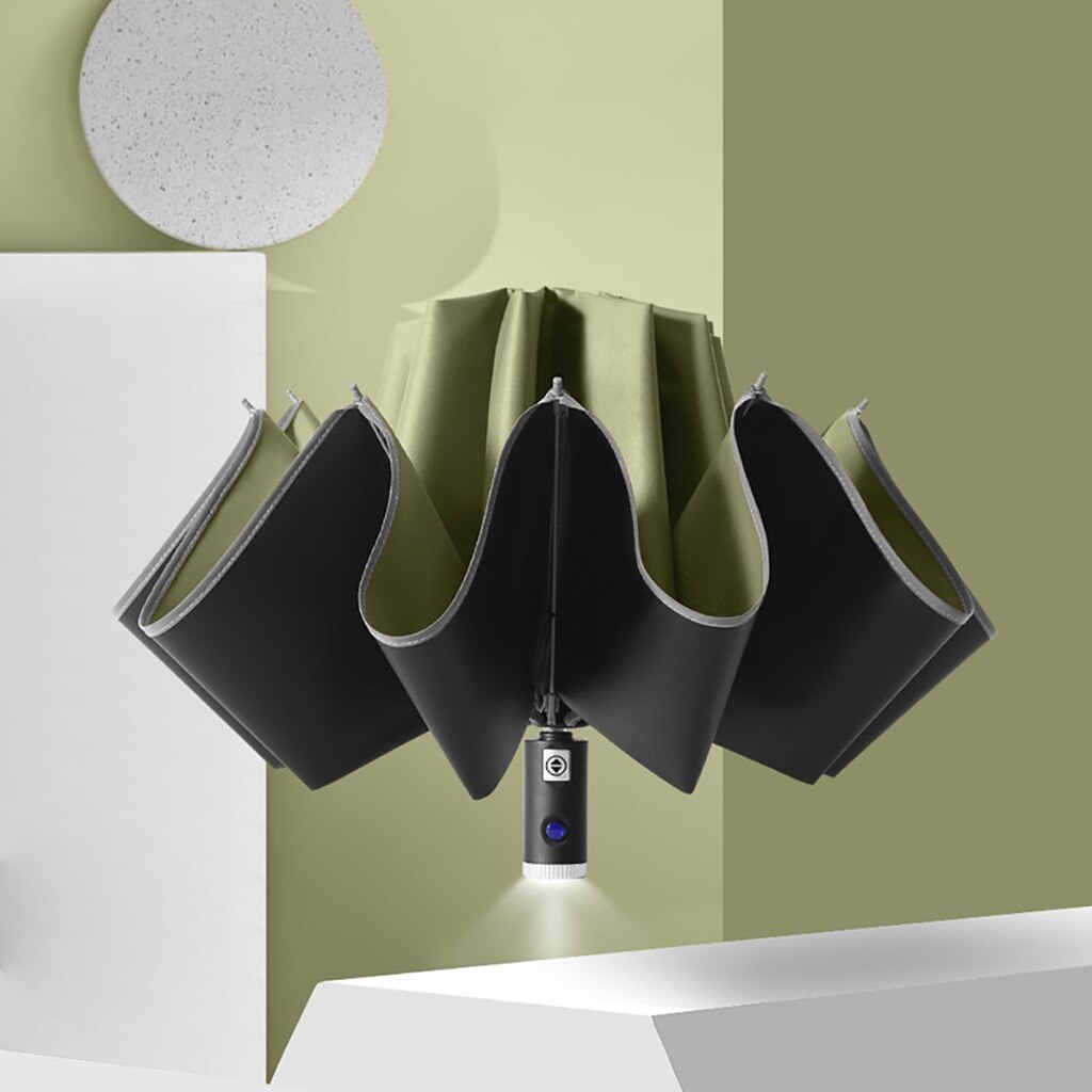 Automatic Reverse Umbrella For Car Portable Windproof Business Umbrella For Women and Men With Reflective Stripe Edge