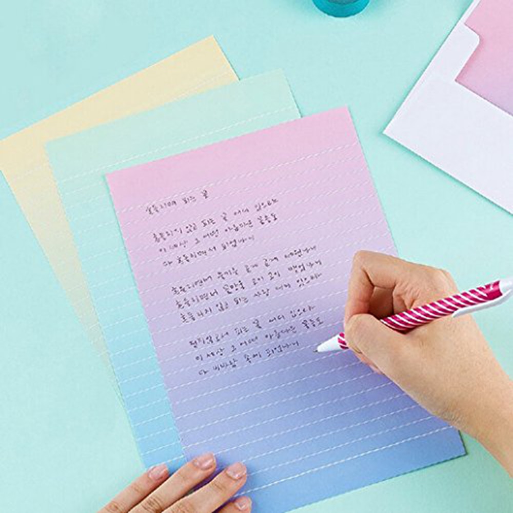 16 Cute Rainbow Colorful Writing Stationery Paper Letter Set With 8 Envelope &amp; Label Seal Sticker For Home School Office Supply