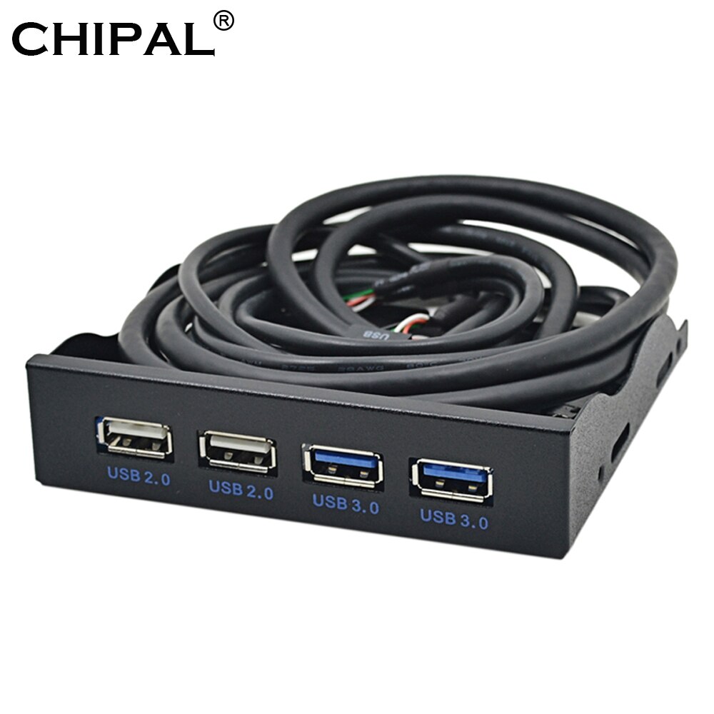 CHIPAL PC Desktop 3.5 Inch Floppy Bay 4 Ports USB 2.0 USB 3.0 Front Panel Hub USB3.0 Splitter Internal Combo Bracket Adapter